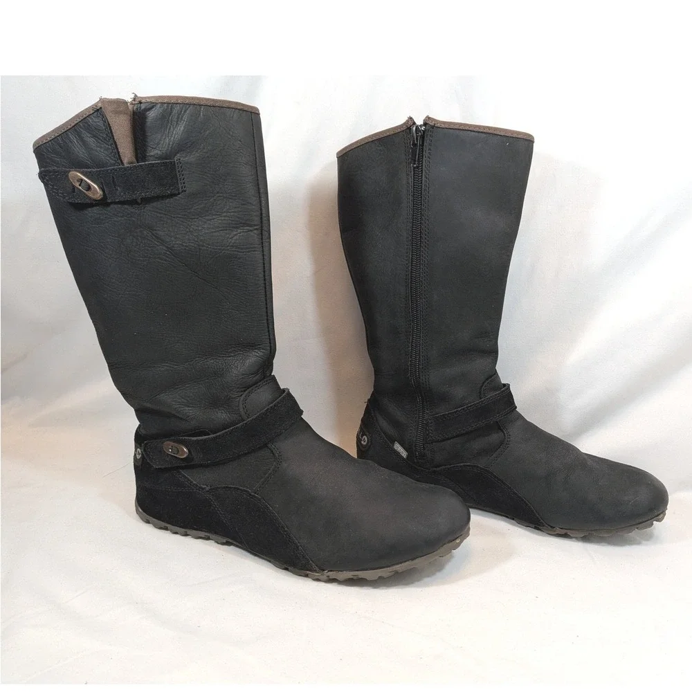 Merrell Black Tall Boots; Leather Suede M-Select Dry Waterproof Zip